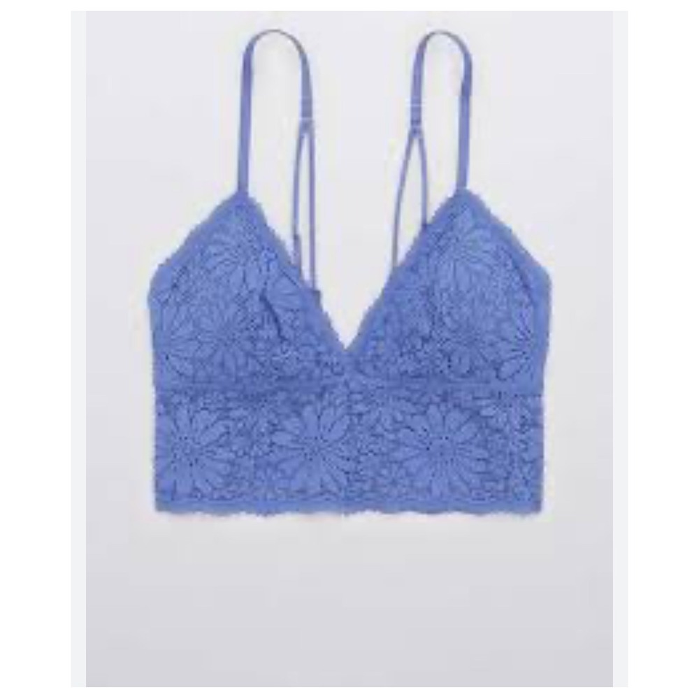 Aerie Blue Purple‎ Lace Padded Bralette Adjustable Strappy Back Women Bra